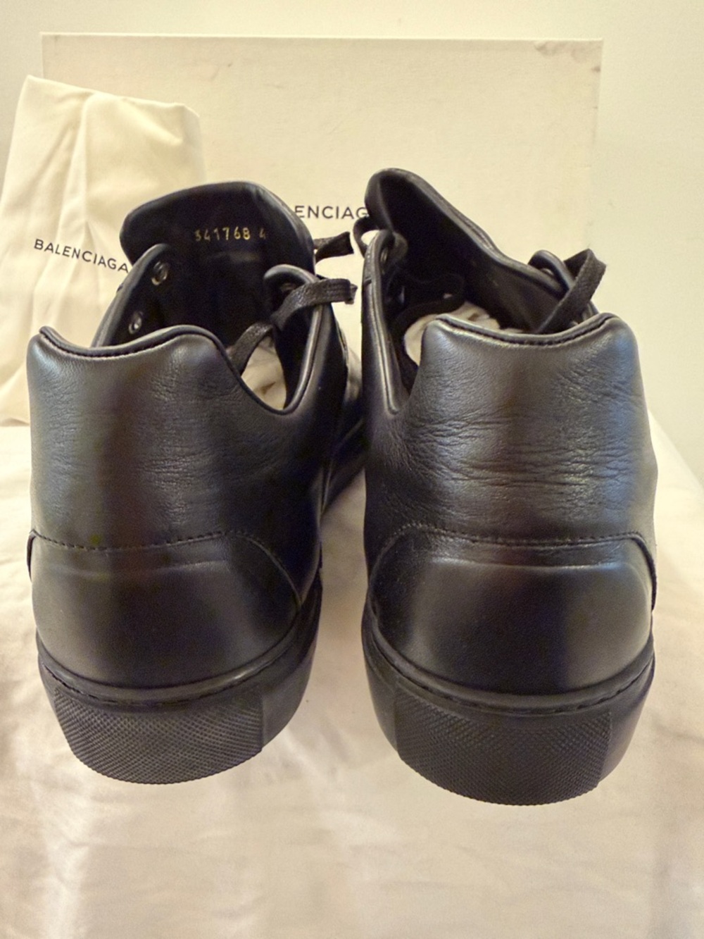 Balenciaga Men’s Black Leather Low-Top Sneakers - Picture 9 of 11